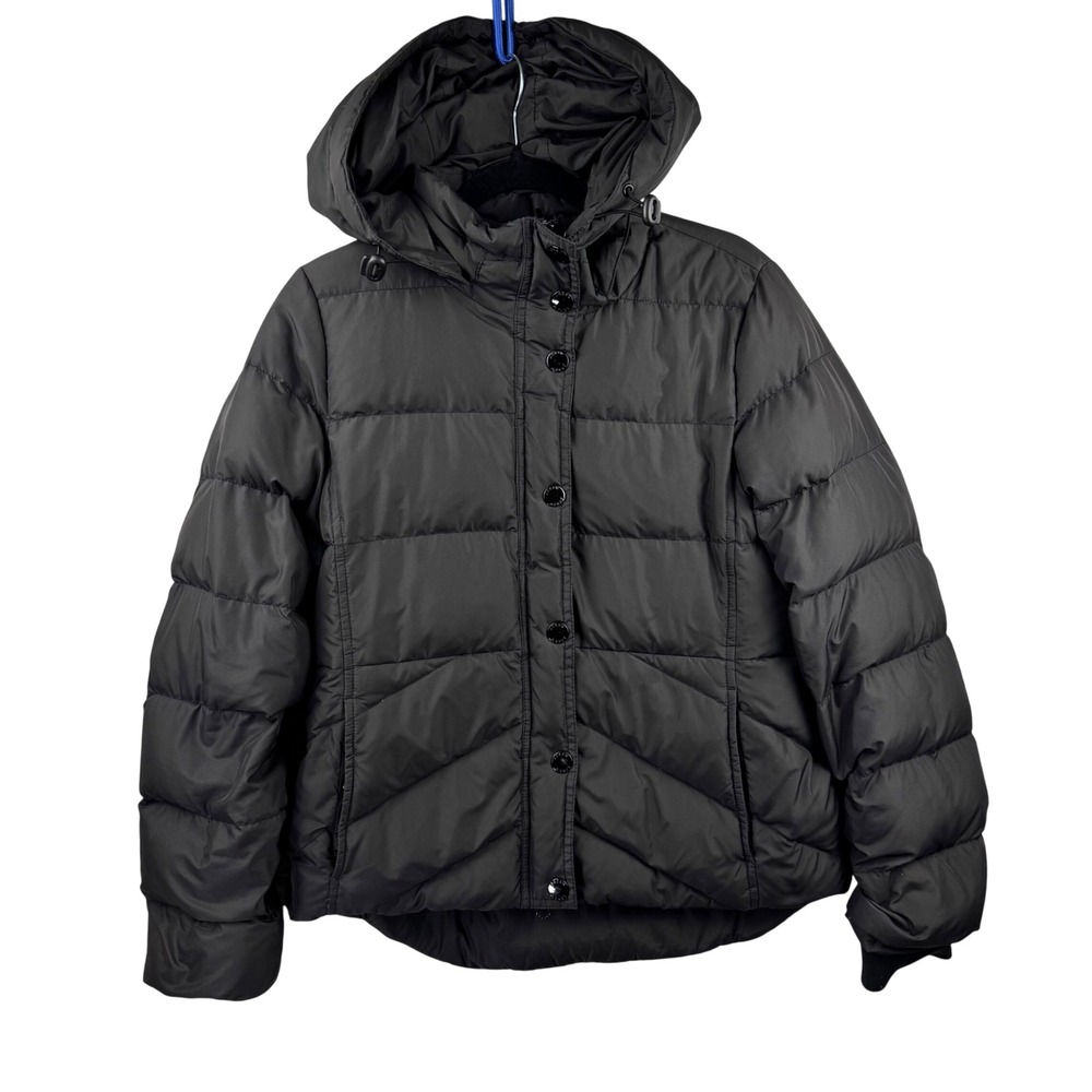 J.Crew Puffer‎ Jacket Womens Medium Gray Down Filled Sherpa Hooded Winter Coat